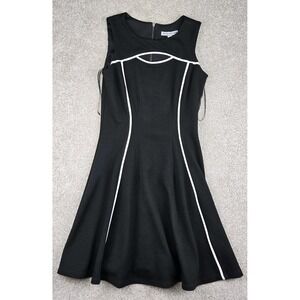 Danny Nicole Size 4 Keyhole Knee Length Fit Flared Dress Black Sleeveless Zip